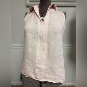 Viola Borghi 100% Linen Blush Pink Balletcore Sleeveless Laced Tanktop Casual